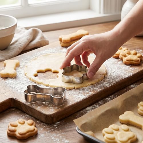 6-Piece Stainless Steel Dog Bone & Paw Cookie Cutter Set