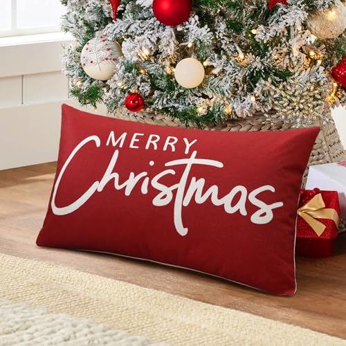 Merry Christmas Decorative Throw Pillow Cover 12x20 Inch