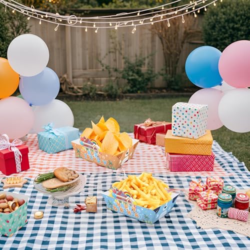 24 Cartoon Blue Dog Disposable Paper Food Trays for Parties