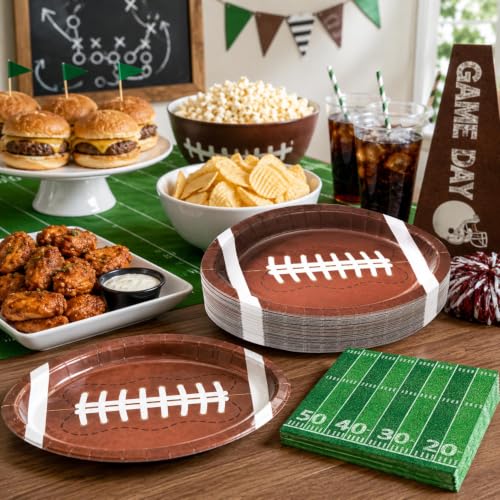Football Party Decorations Set - 25 Football Plates & 25 Napkins
