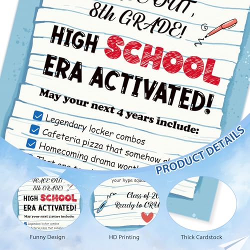 2026 Funny 8th Grade Graduation Card with Gold Envelope