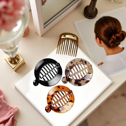 Cauaoa 3-Piece Resin Banana Hair Clips Small Fishtail Combs Ponytail Holder