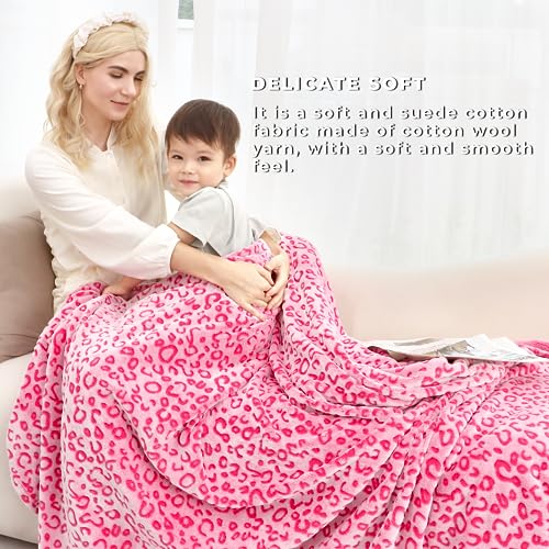 MIBOI Pink Leopard Throw Blanket - Small 40x50in Fleece