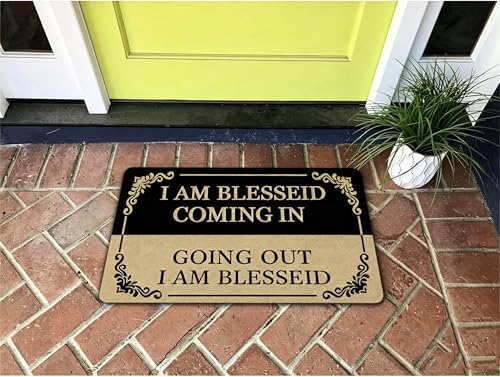 Bless2 Welcome Doormat - Funny I AM Blessed Entry Rug 16x24 with Anti-Slip Back