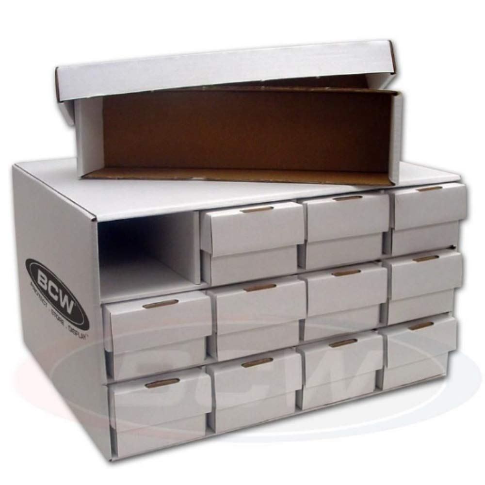 BCW Card House with 12 800 Count Storage Boxes | Holds Up to 9,600 Standard Trading Cards | Corrugated Cardboard Card Storage Unit | Trading Card Organizer for Sports & TCG Collections