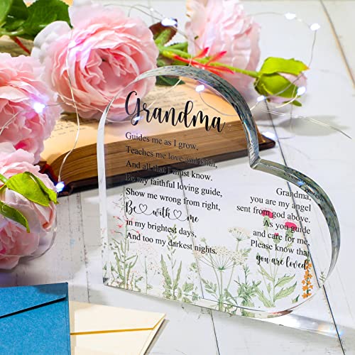 Acrylic Heart Grandma Gift - Elegant Keepsake for Grandmother