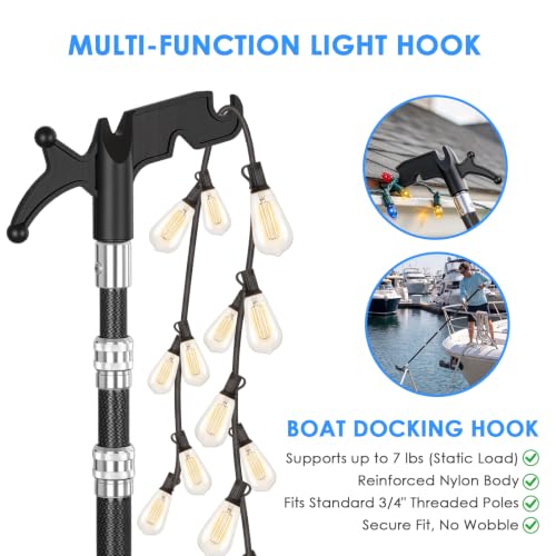 17ft Carbon Fiber Telescopic Light Pole with Utility Hook - Holiday & Outdoor Use