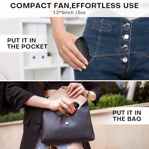 Nezylaf Mini Handheld Fan with Power Bank - Black Portable Fan