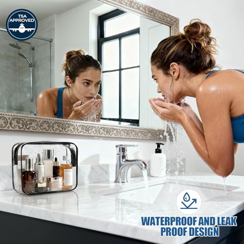 Clear TSA Approved Toiletry Bag 2-Pack Travel Cosmetic Organizer