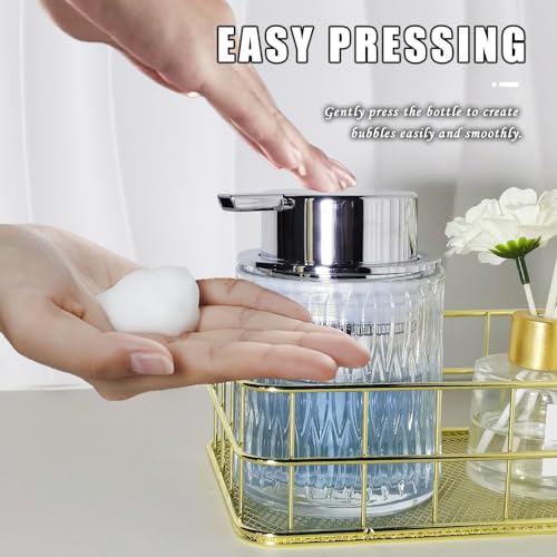 Glass Foaming Soap Dispenser with Silver Pump - Refillable