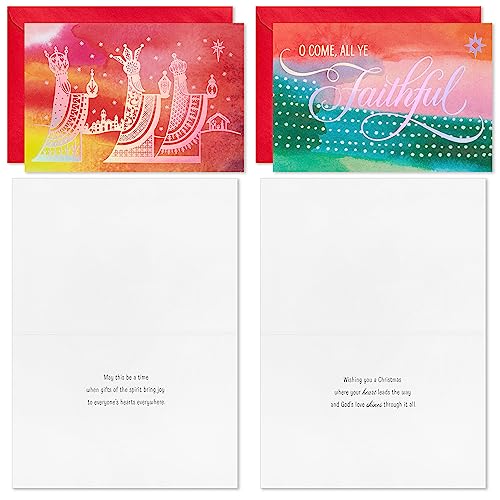 Religious Star of Wonder Christmas Card Assortment - Pink, Blue, Yellow, Green, Orange - 36 Cards & Envelopes