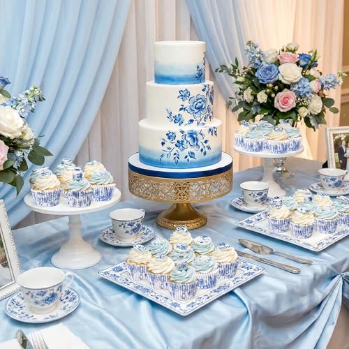 200 PCS Blue Floral Cupcake Liners - Elegant Butterfly Design for Parties