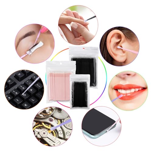 Seedew Microfiber Eyelash Extension Swabs - 50 Pcs Black Lash Wands