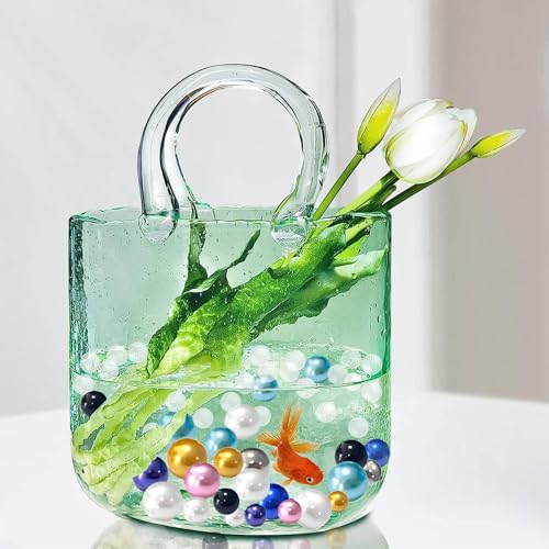60Pcs Light Blue Floating Pearl Beads Mix Size Vase Fillers for Centerpieces