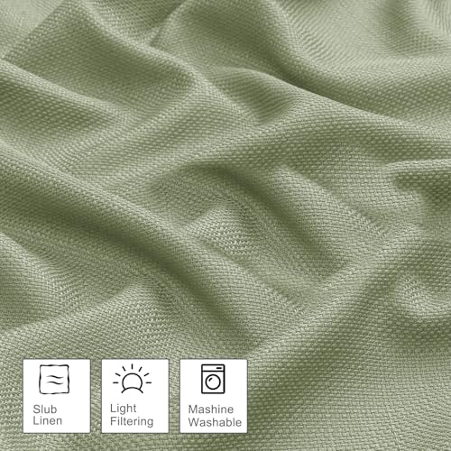 Light Green Faux Linen Textured Valance Curtain - 60"x14"