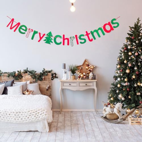 Merry Christmas Felt Banner – Red & Green Holiday Garland