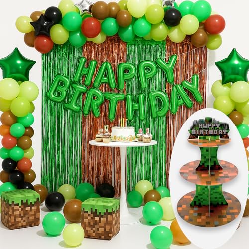 Pixe l Style 3-Tier Cupcake Stand for Gamer & Adventure Party, Kids Birthday Decoration - XCX PIXEL