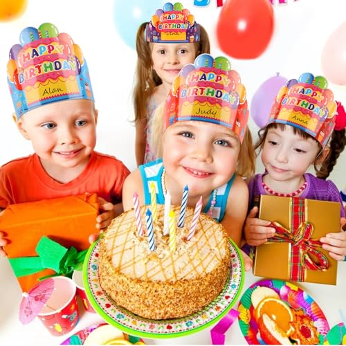 30 Pack Colorful Birthday Crowns for Kids - Party Hats