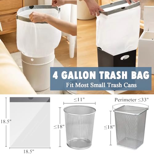 PACCOLYN 4 Gallon Small Trash Bags with Drawstring, 57 Count White Liners