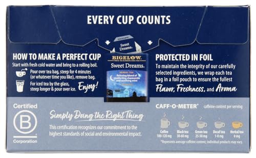 Bigelow Sweet Dreams Herbal Tea Bags - 20 Bags, 3 Pack
