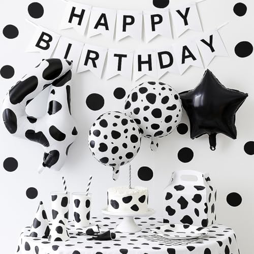40 Inch Cow Print Number 4 Balloons Set for Kids' Birthday Party