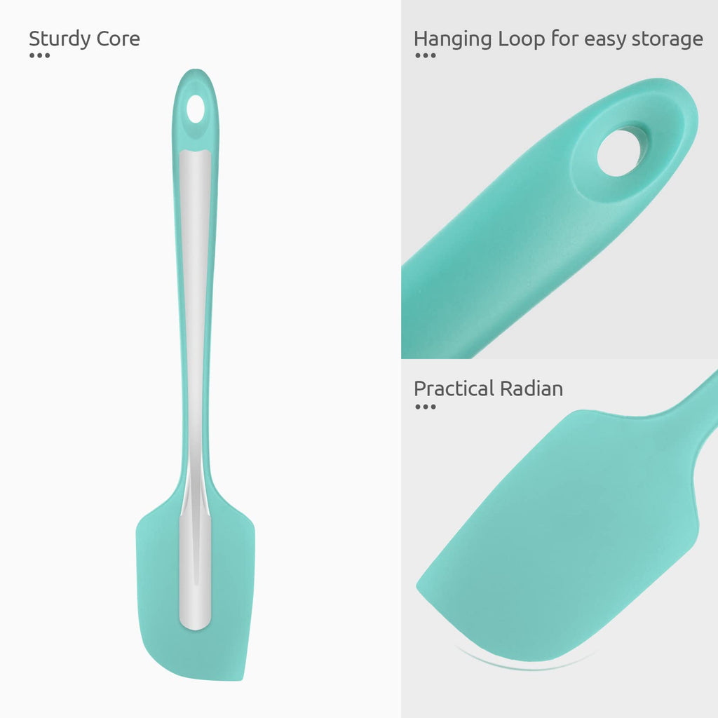 U-Taste 11.38" Silicone Baking Spatula: 480ºF Heat Resistant Food Grade Flexible Rubber Kitchen Bowl Scraper, Seamless Pastry Spreader for Mixing Stirring Scraping in Nonstick Cookware (Aqua Sky)