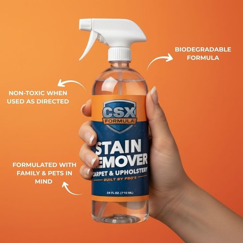 CSX Powerful Stain Remover 24oz – Heavy Duty Carpet & Upholstery Cleaner, Professional Strength, Deep Clean Formula – Removes grease, wine, coffee, ink, food, and more – Made in the USA