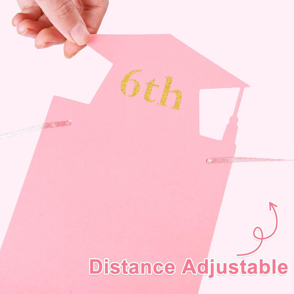 Whaline Graduation Photo Banner - 2026 Congrats Grad Bunting | No DIY Required, Pink Gold Glitter, 5 x 7 Inch