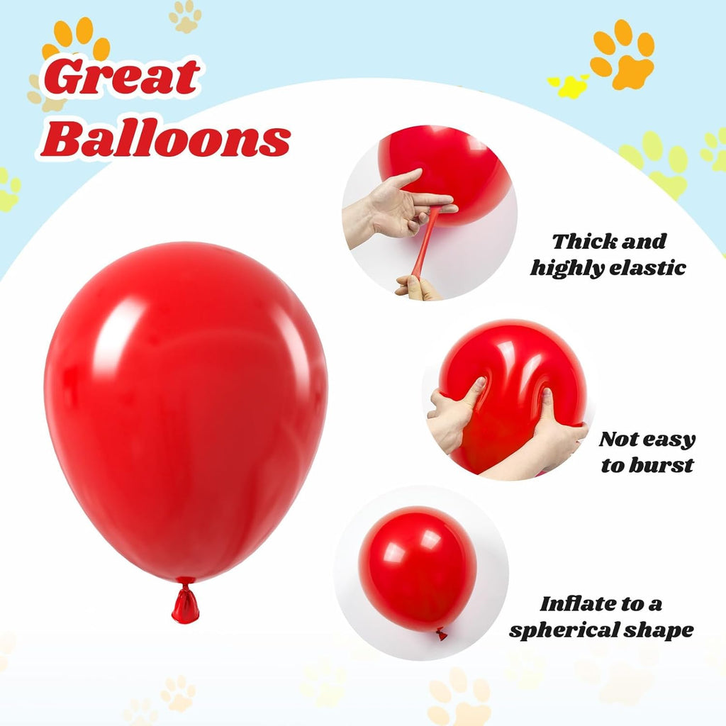 Skiennix 12-Inch Dog Balloons - 60 Pack in Royal Blue, Light Blue, Yellow & Red Paw Print for Puppy Birthday Party Decor