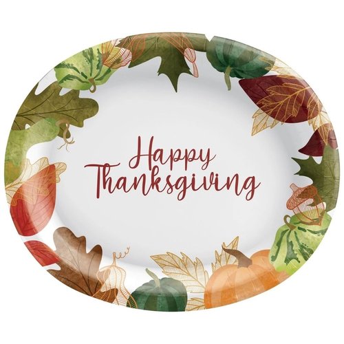 Changing Seasons Multicolor Oval Plates Cut Case (10" x 12") Pack of 8 - Premium Disposable Plates for Festive Parties & Events