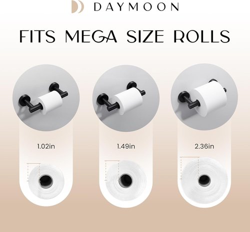 Day Moon™ Toilet Paper Holder - Modern Wall-Mounted Design - Classic Black - 1 Pack