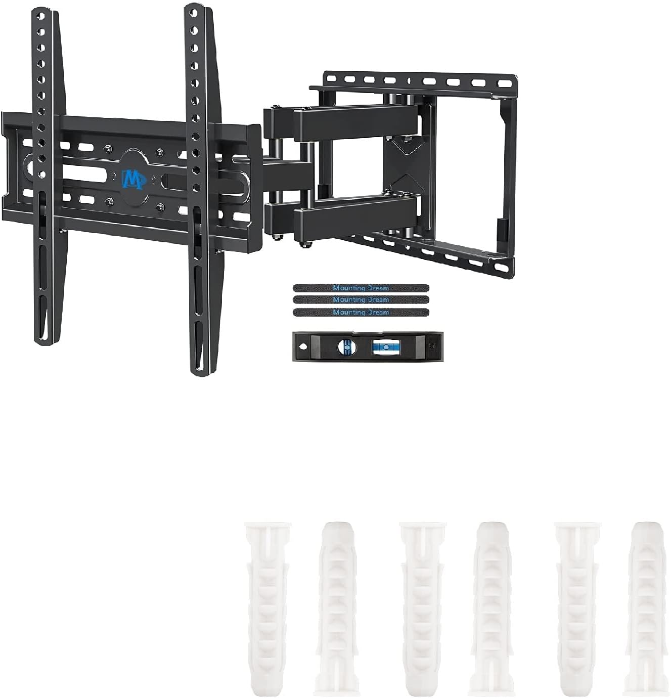 Mounting Dream MD2380 Full Motion TV Wall Mount - Swivel & Tilt for 32-65 Inch TVs | VESA 400x400mm, 6 Concrete Wall Anchors Included