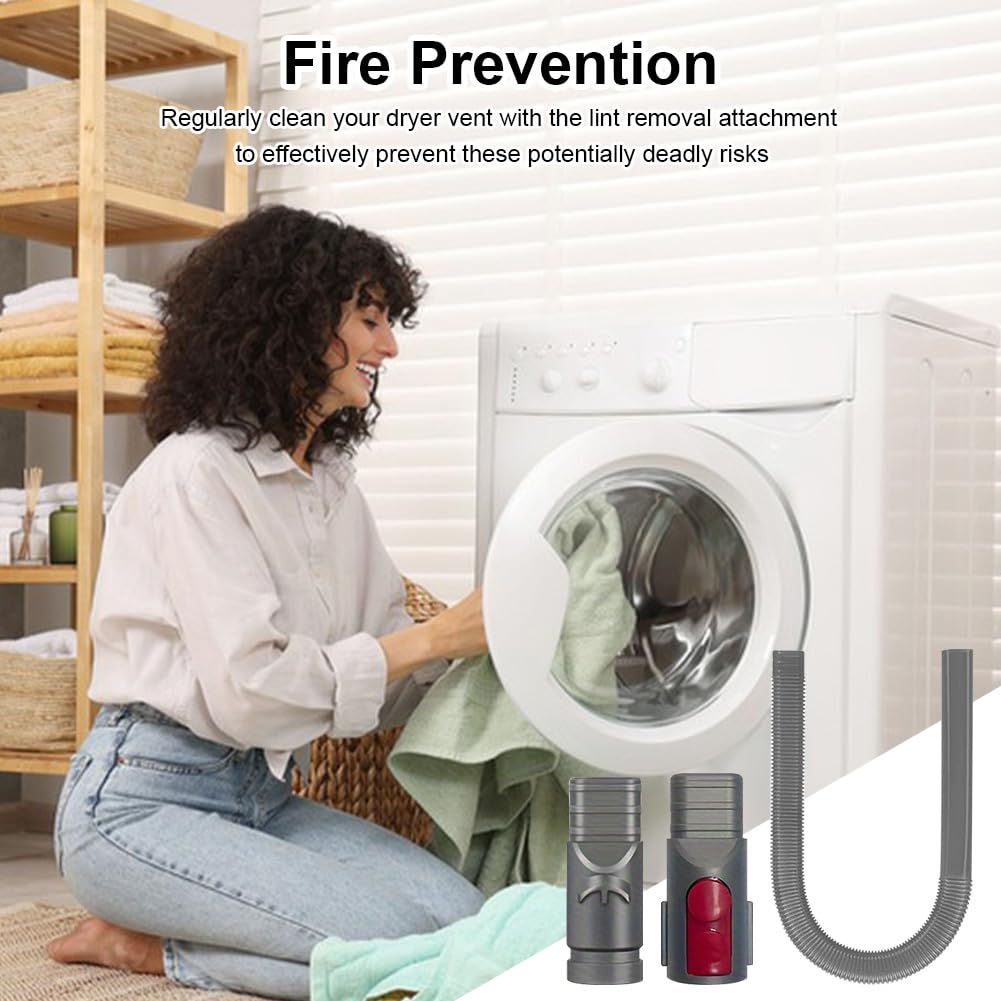 Dryer Vent Cleaner Kit,Dryer Vent Lint Hose for Dyso-n,Dryer Lint Vacuum Attachment V7 V8 V10 V11 V12 V15,Dryer Lints Remover Hose Replacement Parts Attachment (Grey,Size:80cm/31.5inch)