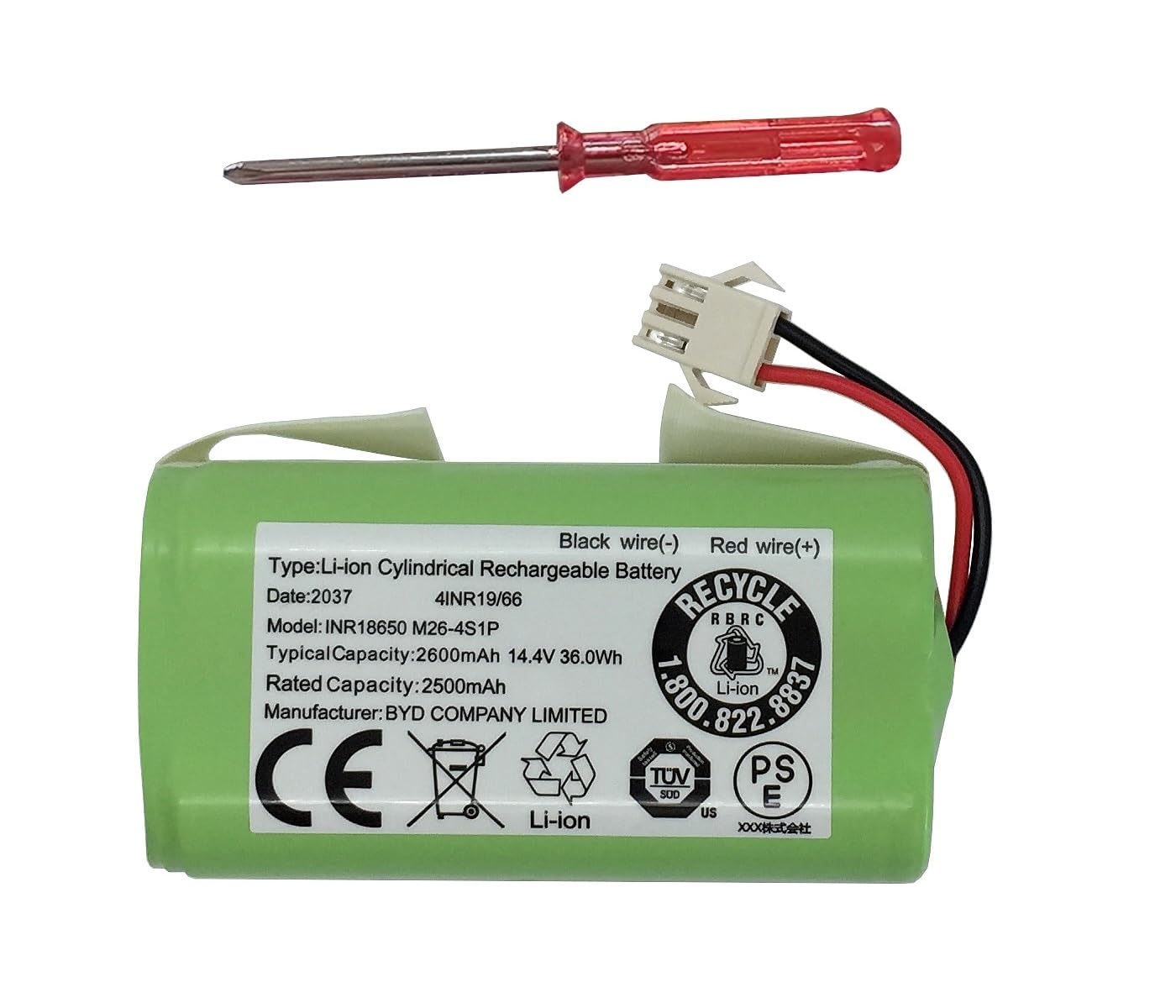 Replacement Battery for Ecovacs Deebot N79 N79S 500 DN622 DN622.11 Eufy RoboVac 11 11S 11S Max 12 15C 15C Max 15T 25C 30 30C Max 35C G10 Hybrid G20 G30 Edge G30 Hybrid R500 R450 2600mAh 14.4v OEM BYD