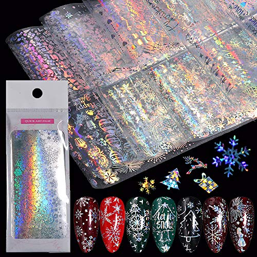 Snowflake Nail Foil Art, 3D Holographic Winter Art Transfer Foils