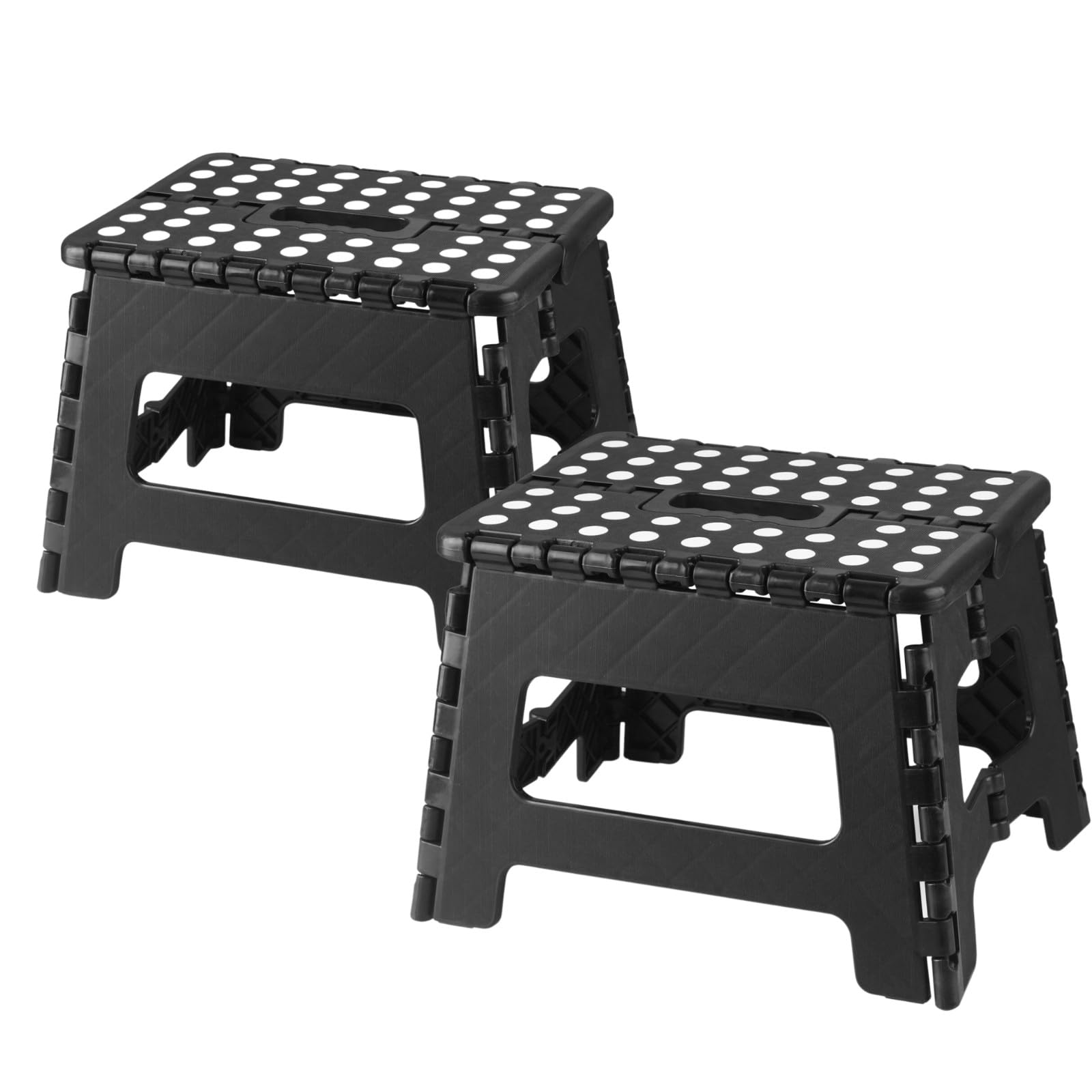 PandaEar 2 Pack Home Folding Step Stool, Lightweight Step Stool with 9 Inch Height for Kids, Sturdy Foot Stool for Kitchen, Bedroom, Bathroom & Bathroom, Black