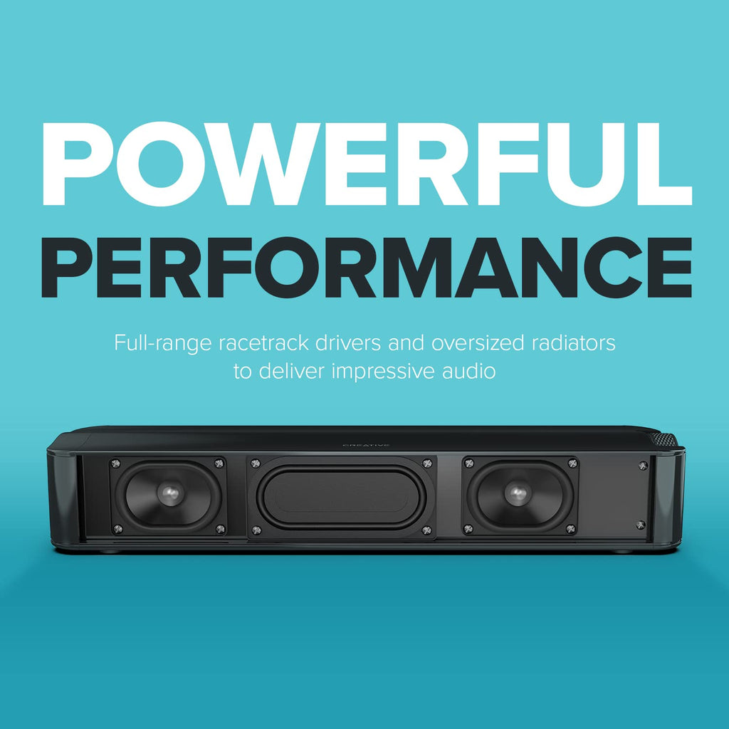Creative Stage SE 2.0 Bluetooth Sound Bar Speaker - Black - Under Monitor - USB - 1 Pack