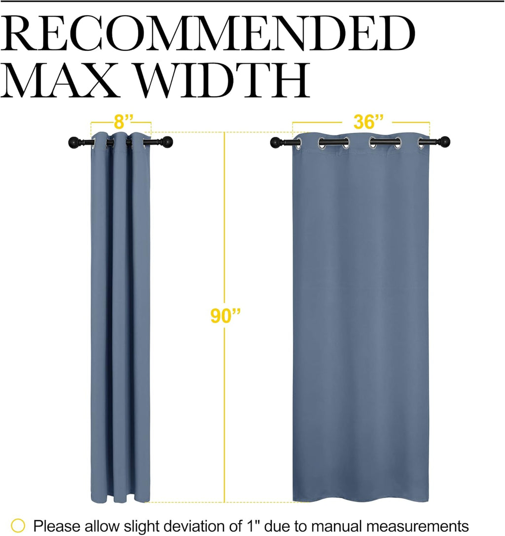 NICETOWN Blackout Curtains - Thermal Insulated & Noise Reducing | 90" Long, Stone Blue, 42" Wide (1 Pair)