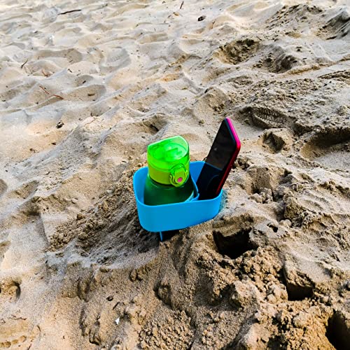 Beach Cup Holder with Pocket - Blue/Purple, 2 Pack Portable Coasters