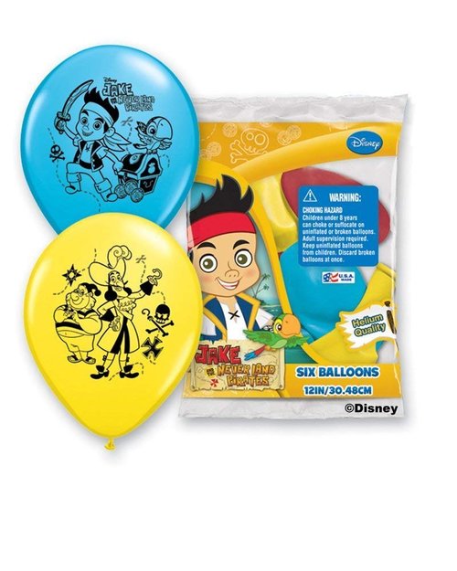 Jake and the Neverland Pirates Party Bundle includes Napkins, Table Cover, Loot Bags, Hats, Blowouts, Centerpiece, Banner, Invitations, Award, Balloons (Large Bundle for 16)