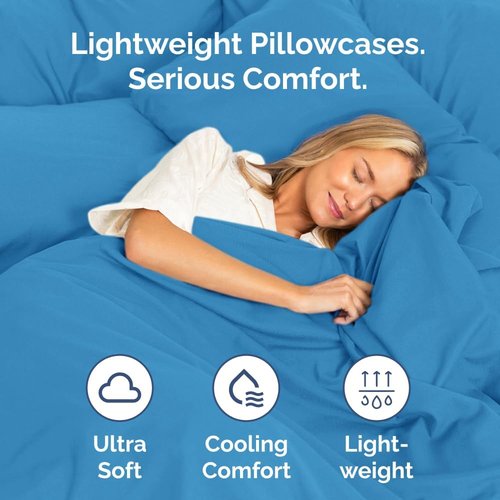 King Standard Pillow Cases - Soft Hotel Quality Covers for Comfy Bedding | Set of 4 Denim Blue