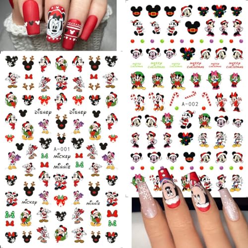 Christmas Nail Stickers - 2 Sheets Self-Adhesive 3D Holiday Manicure Decals