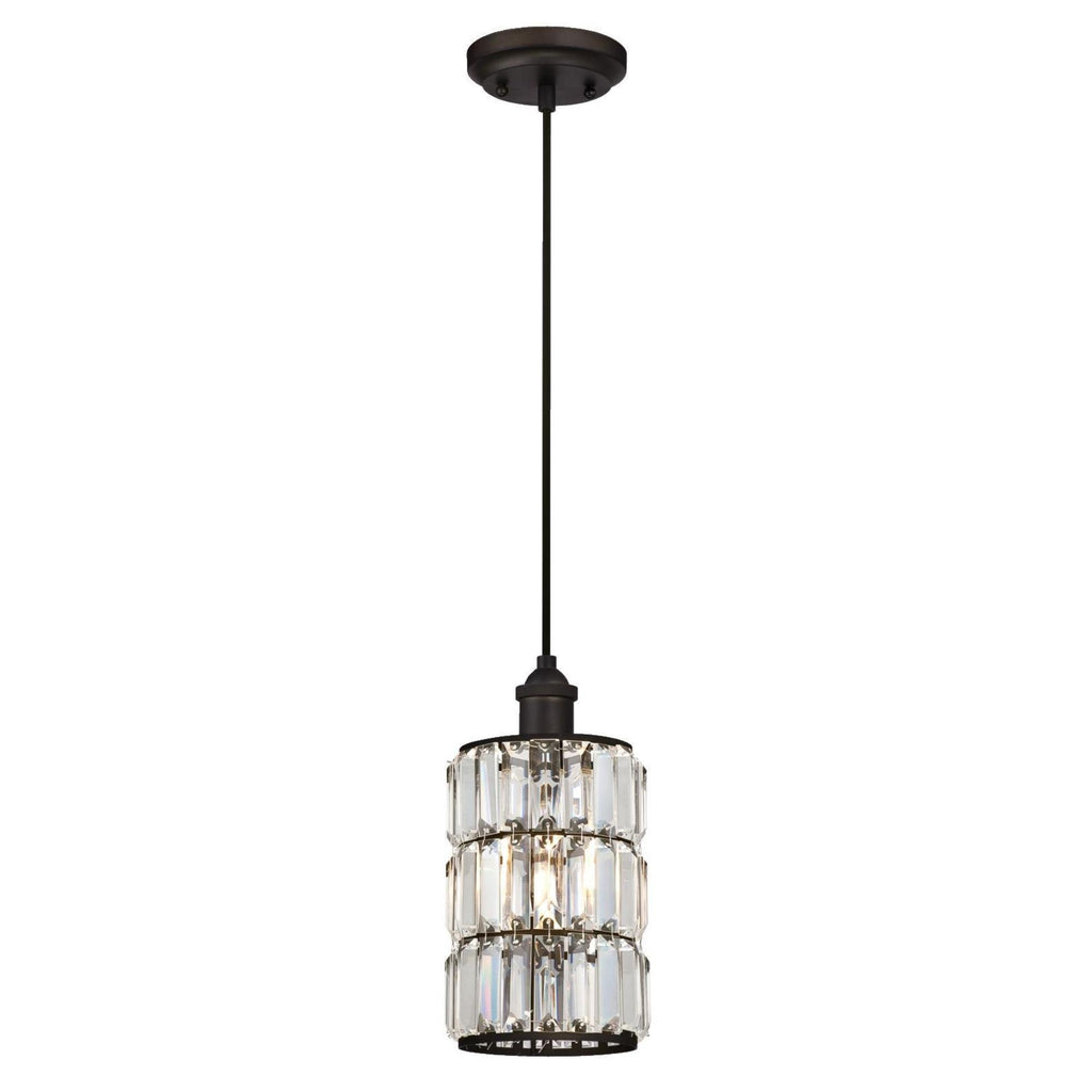 Westinghouse 6338400 Sophie One-Light Indoor Mini Pendant, Oil Rubbed Bronze Finish with Crystal Prism Glass, White