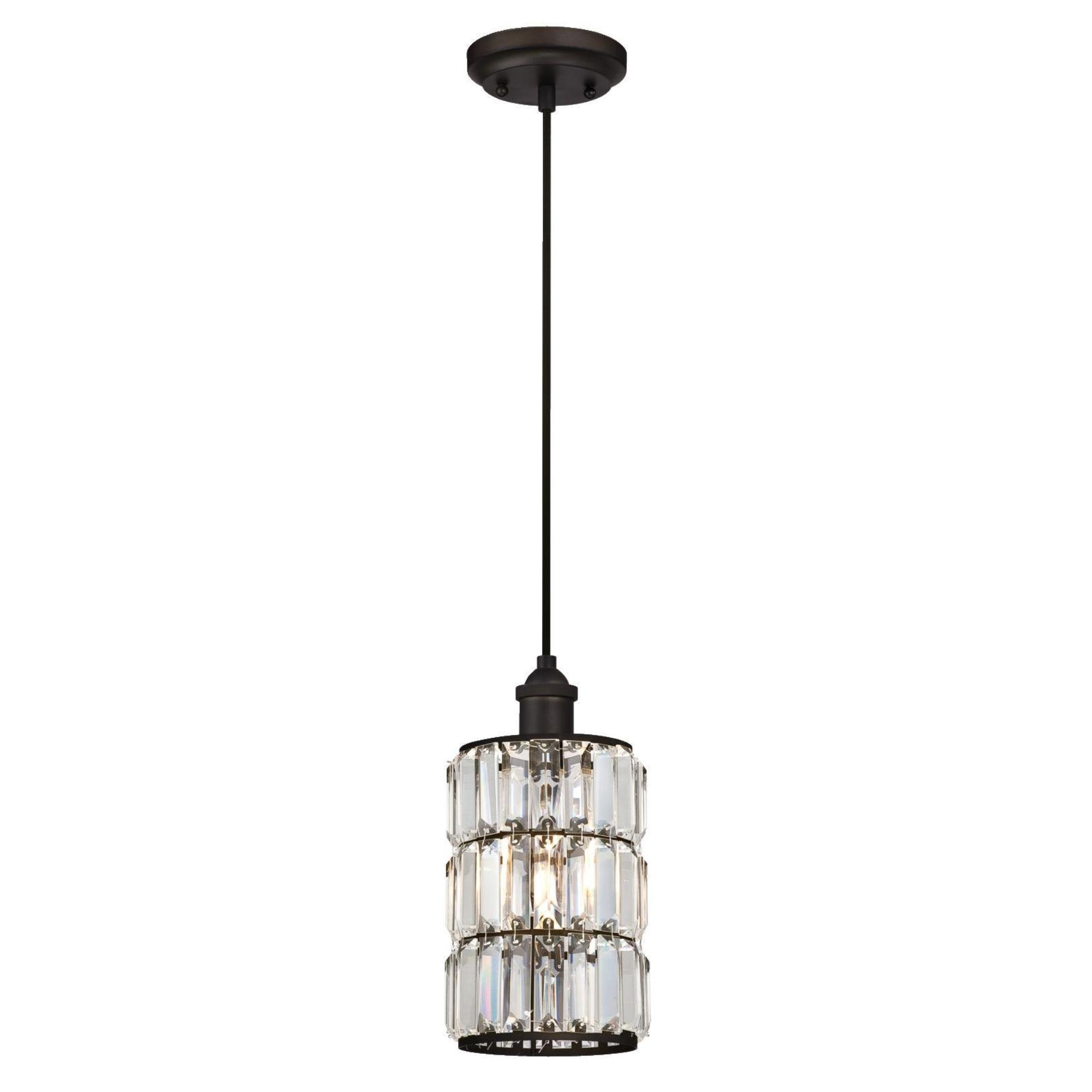 Westinghouse 6338400 Sophie One-Light Indoor Mini Pendant, Oil Rubbed Bronze Finish with Crystal Prism Glass, White