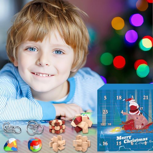 Advent Calendar 2025 - Brain Teaser Puzzle Box for Kids & Adults | 24-Day Countdown for Christmas