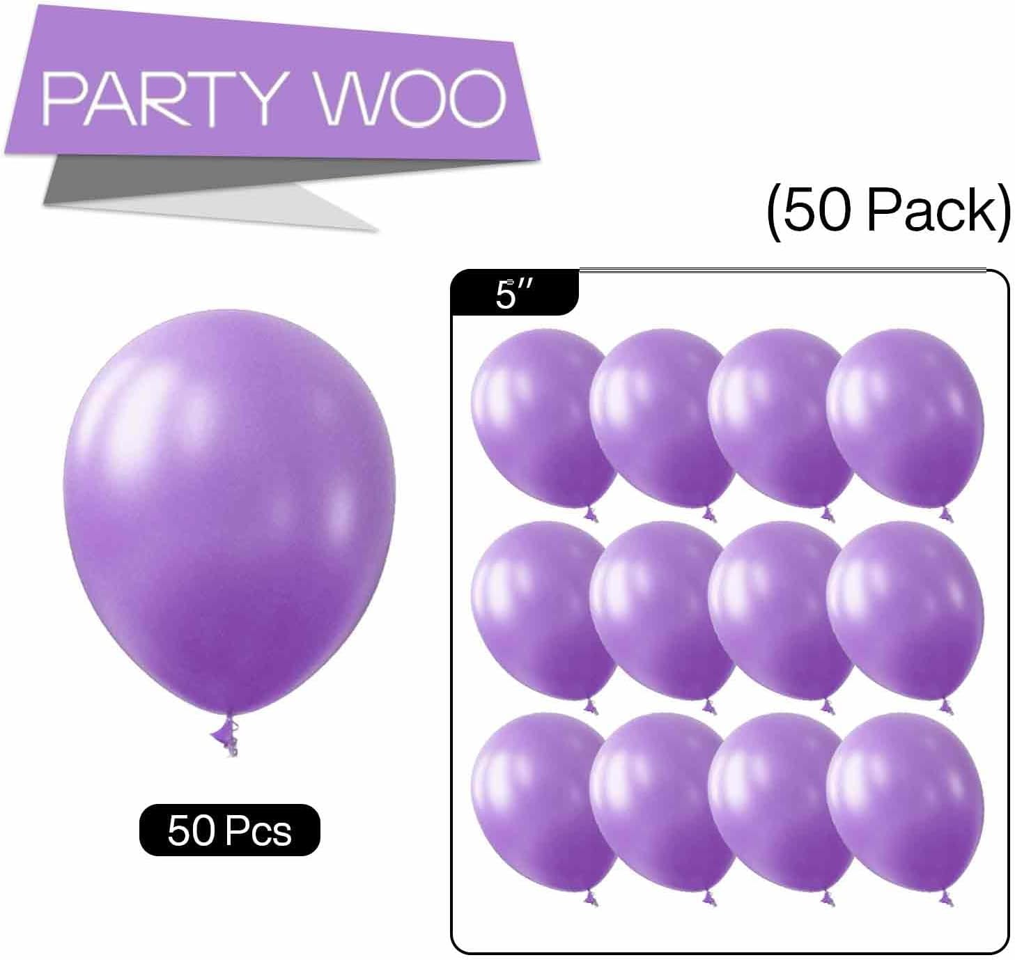 PartyWoo Lavender Balloons - 50 Pcs Mini 5-Inch Light Purple Latex Balloons for Graduation & Baby Showers
