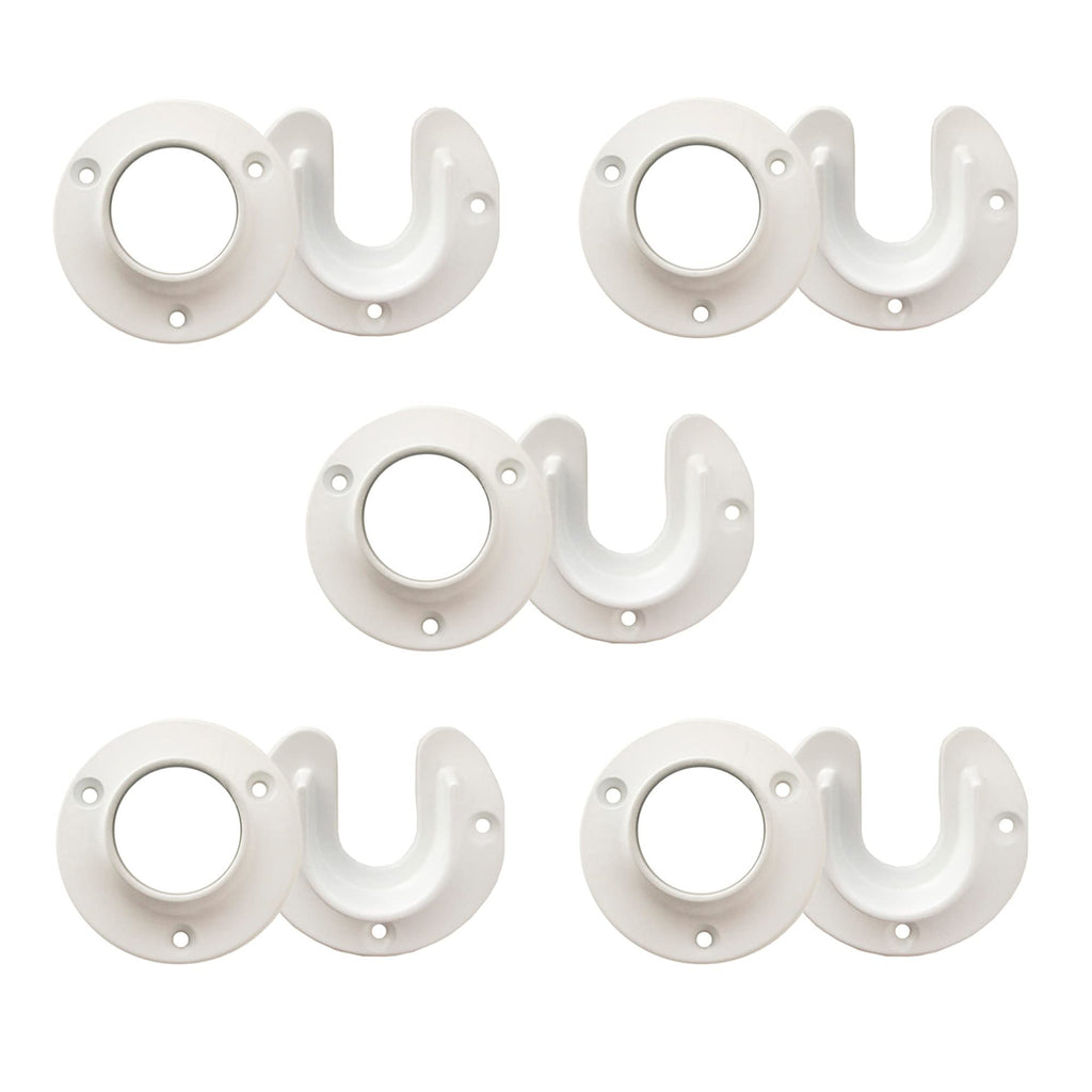 Design House Closet Rod Brackets, Fits Standard Closet Rods, Durable, White, 5-Pack Closet Rod Support Sockets, 2.75 in. Diameter x 0.88 in.W, 182717