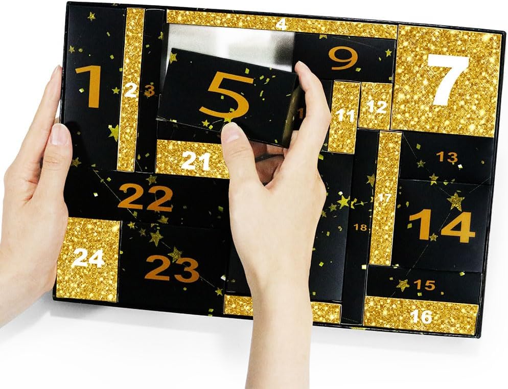 Skiennix Makeup Advent Calendar 2025 - 24-Day Countdown Gift Box for Christmas & Birthdays | Black Gold