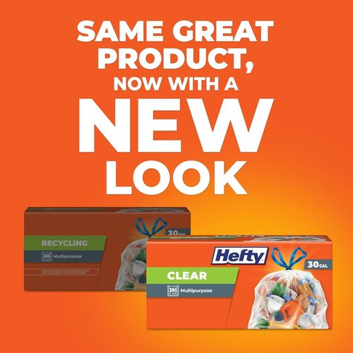 Hefty 30 Gallon Clear Recycling Trash Bags - 36 Count for Easy Waste Disposal