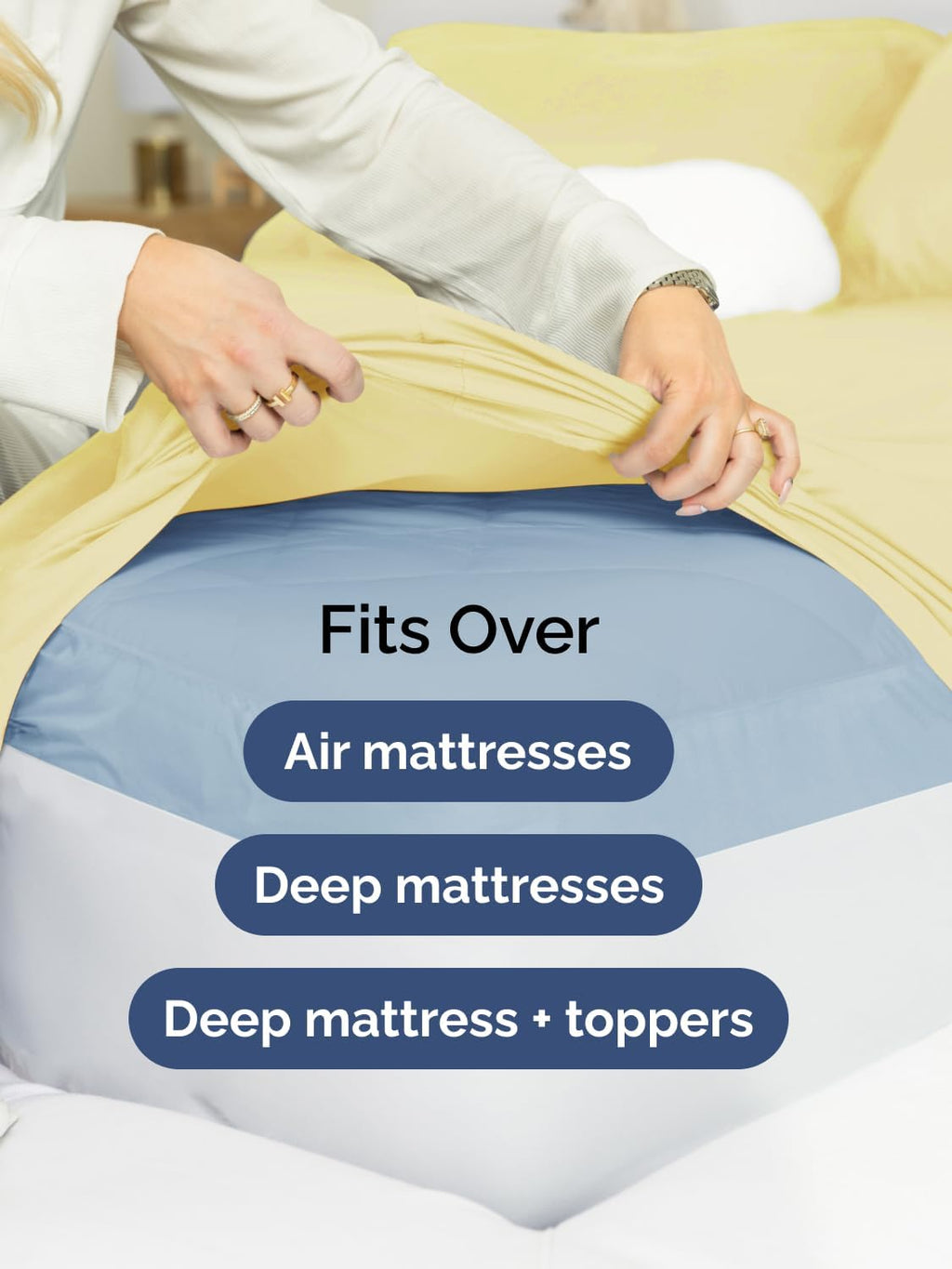 Skiennix Extra Deep Full Sheet Set - 6 Piece Breathable Cooling Sheets - Luxury Hotel Quality - Soft Wrinkle-Free Yellow